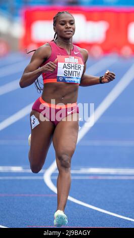 Birmingham, Großbritannien. 21.. Mai 2022. Dina Asher Smith tritt am 12. Mai 2022 in Birmingham, England, bei den Frauen beim 100m A-Rennen der Birmingham Diamond League, Birmingham England, an. Quelle: Gary Mitchell, GMP Media/Alamy Live News Stockfoto