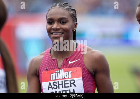 Birmingham, Großbritannien. 21.. Mai 2022. Dina Asher Smith tritt am 12. Mai 2022 in Birmingham, England, bei den Frauen beim 100m A-Rennen der Birmingham Diamond League, Birmingham England, an. Quelle: Gary Mitchell, GMP Media/Alamy Live News Stockfoto