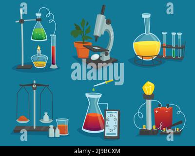 Design-Symbole Satz von Laborgeräten für wissenschaftliche Experimente Vektor Abbildung Stock Vektor