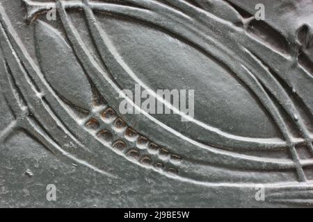 Fantastische und reizvolle Details von dekorativen architektonischen Elementen aus Gusseisen aus vergangenen Zeiten. Stockfoto