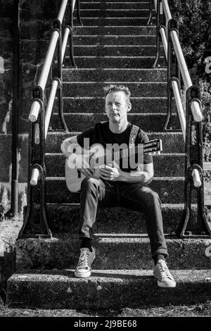 Der irische Folk-Sänger und Songwriter Gus Glynn Stockfoto