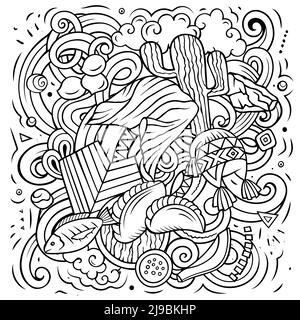 Bolivien handgezeichnete Cartoon-Kritzeleien Illustration. Stock Vektor