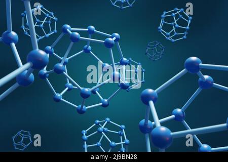 Moleküle in Form eines Dodekaeders. 3D Abbildung. Stockfoto
