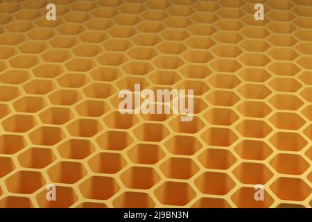 Gelber Wabenhintergrund. 3D Abbildung. Stockfoto