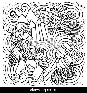 Dominikanische Republik handgezeichnete Cartoon Doodle Illustration. Komisches lokales Design. Stock Vektor