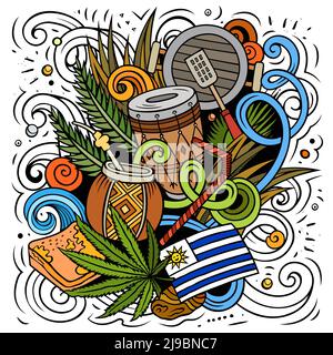 Uruguay handgezeichnete Cartoon-Kritzeleien Illustration. Stock Vektor