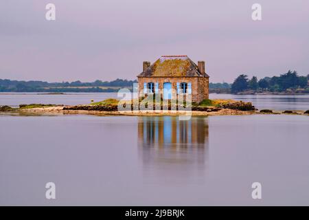 Frankreich, Morbihan, Fluss Etel, Belz, Insel Saint-Cado, Nichtarguer Insel und ihr Fischerhaus Stockfoto