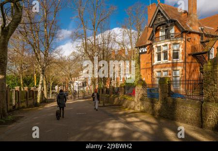 New Walk in Leicester ist ein seltenes Beispiel für eine georgianische Fußgängerpromenade. Stockfoto