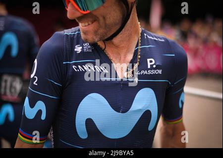 Foto Marco Alpozzi/LaPresse 22 Maggio 2022 Rivarolo Canavese , Italia Sport cicismo Giro d'Italia 2022 - edizione 105 - tappa 15 - Da Rivarolo Canavese a Cogne Nella foto: VALVERDE Alejandro (MOVISTAR TEAM) Photo Marco Alpozzi/LaPresse 22. Mai 2022 Rivarolo Canavese , Italien Sport Radfahren Giro d'Italia 2022 - Ausgabe 105. - Etappe 15 - von Rivarolo Canavese nach Cogne im Bild: VALVERDE ALEJANDRO (TEAM MOVISTAR)/PRESSINPHOTO Stockfoto