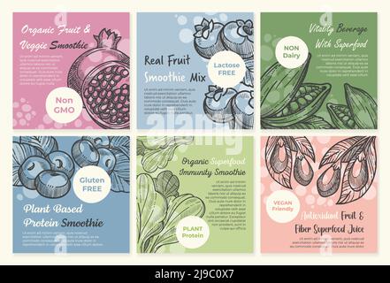Social-Media-Design mit Superfood-Smoothie Stock Vektor