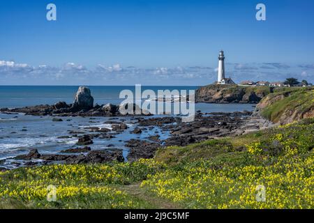 Pigeon Point Lighthouse an der Pazifikküste von Kalifornien. Stockfoto