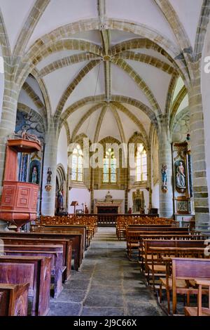 Frankreich, Morbihan (56), Rohan, die Kapelle Notre-Dame-de-Bonne-Encontre aus dem 16.. Jahrhundert am Rande des Nantes-Brest-Kanals Stockfoto