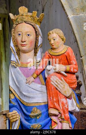 Frankreich, Morbihan (56), Rohan, die Kapelle Notre-Dame-de-Bonne-Encontre aus dem 16.. Jahrhundert am Rande des Nantes-Brest-Kanals Stockfoto