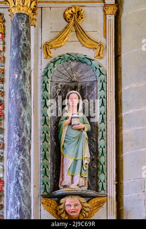 Frankreich, Morbihan (56), Rohan, die Kapelle Notre-Dame-de-Bonne-Encontre aus dem 16.. Jahrhundert am Rande des Nantes-Brest-Kanals Stockfoto