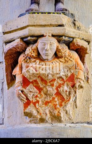 Frankreich, Morbihan (56), Rohan, die Kapelle Notre-Dame-de-Bonne-Encontre aus dem 16.. Jahrhundert am Rande des Nantes-Brest-Kanals Stockfoto