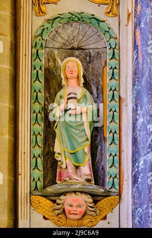 Frankreich, Morbihan (56), Rohan, die Kapelle Notre-Dame-de-Bonne-Encontre aus dem 16.. Jahrhundert am Rande des Nantes-Brest-Kanals Stockfoto