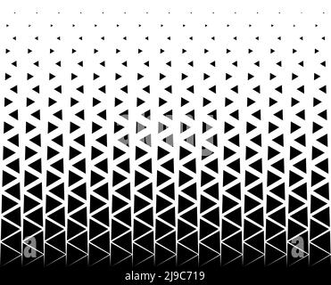 Geometrisches Muster aus schwarzen Dreiecken auf weißem Hintergrund.nahtlos in eine Richtung.Option mit einem kurzen Ausblenden.21 Figuren in der Höhe Stock Vektor