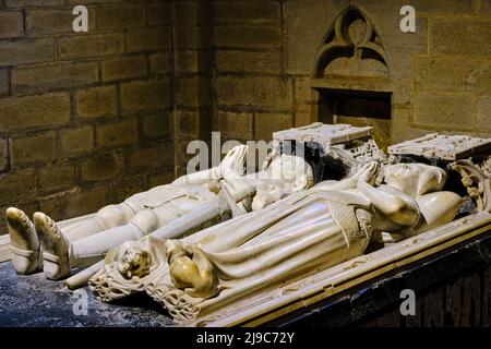 Frankreich, Morbihan (56), begeben Sie sich auf den Weg von Saint Jacques de Compostela, mittelalterliches Dorf Josselin, die Basilika Notre-Dame-du-Roncier, das Mausol Stockfoto