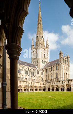 Frühlingsnachmittag in der Kathedrale von Norwich. Stockfoto