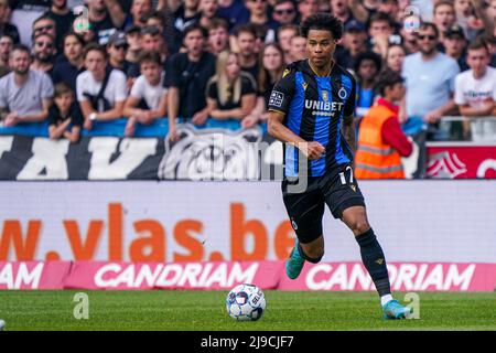 BRÜGGE, BELGIEN - 22. MAI: Tajon Buchanan vom Club Brügge während des Jupiler Pro League-Spiels zwischen dem Club Brugge und dem RSC Anderlecht am 22. Mai 2022 im Jan Breydel Stadium in Brügge, Belgien (Foto: Jeroen Meuwsen/Orange Picts) Stockfoto