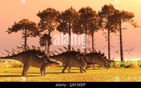 Kentrosaurus war ein pflanzenfressender gepanzerter Dinosaurier, der in der Jurassischen Zeit in Tansania lebte. Stockfoto