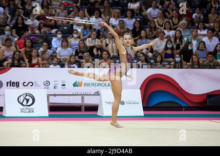 Pamplona, Spanien. 22.. Mai 2022. Rhythmische Gymnastik während der FIG World Challenge Cup Series 2022 in der Navarra Arena in Pamplona, Spanien, am 22. Mai 2022. (Foto von Edgar Gutiérrez/Sipa USA) Quelle: SIPA USA/Alamy Live News Stockfoto