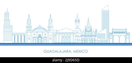 Skizzieren Skyline Panorama der Stadt Guadalajara, Mexiko - Vektor-Illustration Stock Vektor