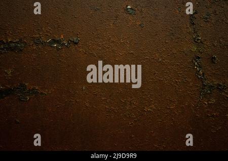 Abstrakte rostiges Metall Textur, rostiges Metall Hintergrund für Design mit Kopie Platz für Text, Bild. Von Atmosphärischen feuchte Einflüsse ungeschützten Rusty met Stockfoto