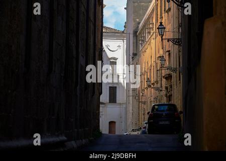 Tele-Bilder, die den schmalen Blick auf den Stadtteil Kelso in Palermo aufnehmen, farbenfroh und charmant Stockfoto