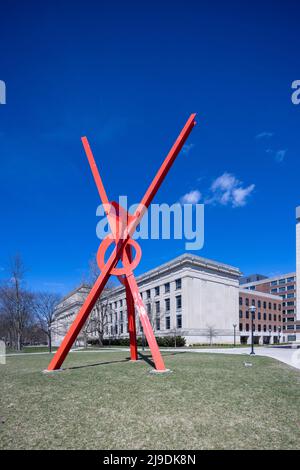 Orion, 2006, lackierter Stahl, von Mark di Suvero, Ann Arbor, Michigan, USA Stockfoto