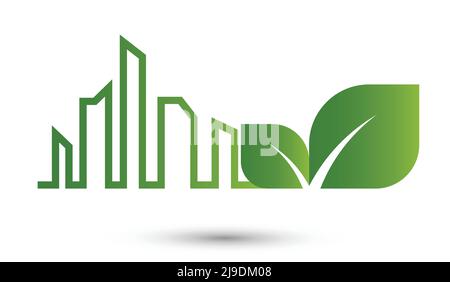 Ökologie Stadt abstraktes Konzept, grüne Blätter, Vektor-Illustration Stock Vektor