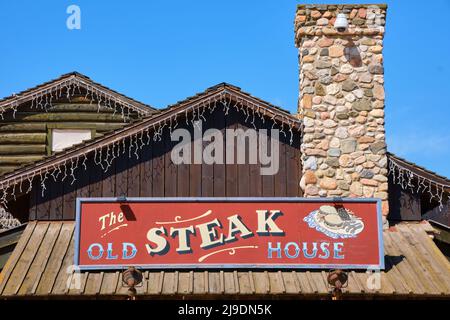 Restaurant im amerikanischen Stil, spezialisiert auf altes Steak. Stockfoto