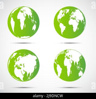 Grüner Globus schöner Schatten auf schwarzem Hintergrund.Vektor-Illustration Stock Vektor
