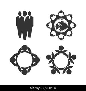 Grafische Gruppenverbindung, People Connection-Logosatz, Teamarbeit im Kreis mit Händen, Geschäftstreffen im selben Kraftraum, Vector-Llustrat Stock Vektor
