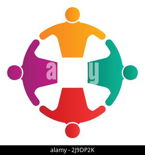 Gruppe Menschen Logo Handshake in einem Kreis, Teamwork-Symbol, Vektor-Illustration Stock Vektor