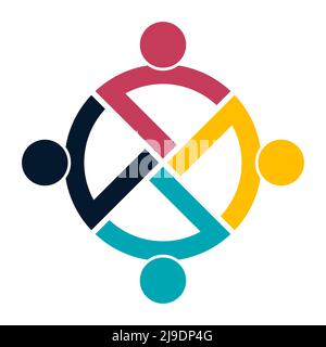 Gruppe Menschen Logo Handshake in einem Kreis, Teamwork Icon.Vector Illustrator Stock Vektor