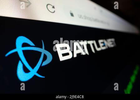 Melbourne, Australien - 4. Februar 2022: Nahaufnahme des Battle Net-Logos auf seiner Website, aufgenommen mit Makroobjektiv Stockfoto