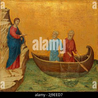 Die Berufung der Apostel Petrus und Andreas gemalt von Ducchio di Buoninsegna Stockfoto