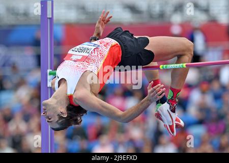 Gianmarco Tamberi (ITA) belegt beim Birmingham Diamond League Meeting am Samstag, den 21. Mai 2022 in Birmingham mit 7-4 1/2 (2,25 m) den zweiten Platz im Hochsprung. Vereinigtes Königreich. (Jiro Mochizuki/Bild des Sports) Stockfoto