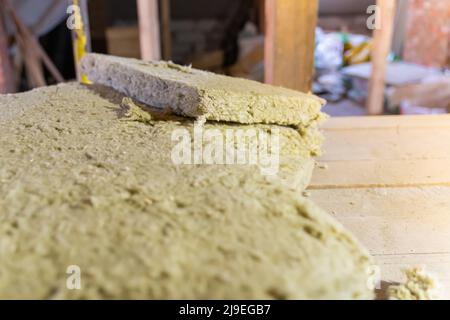 Blatt dichte Mineralwolle der grünen Farbe Stockfoto