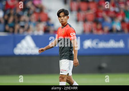 Pamplona, Spanien. 22.. Mai 2022. Takefusa Kubo (Mallorca) Fußball: Spanisches Spiel 'La Liga Santander' zwischen CA Osasuna 0-2 RCD Mallorca im Estadio El Sadar in Pamplona, Spanien. Quelle: Mutsu Kawamori/AFLO/Alamy Live News Stockfoto