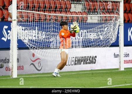 Pamplona, Spanien. 22.. Mai 2022. Takefusa Kubo (Mallorca) Fußball: Spanisches Spiel 'La Liga Santander' zwischen CA Osasuna 0-2 RCD Mallorca im Estadio El Sadar in Pamplona, Spanien. Quelle: Mutsu Kawamori/AFLO/Alamy Live News Stockfoto