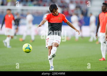 Pamplona, Spanien. 22.. Mai 2022. Takefusa Kubo (Mallorca) Fußball: Spanisches Spiel 'La Liga Santander' zwischen CA Osasuna 0-2 RCD Mallorca im Estadio El Sadar in Pamplona, Spanien. Quelle: Mutsu Kawamori/AFLO/Alamy Live News Stockfoto