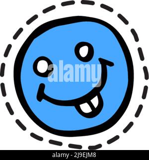 Lustige Emoji lächelndes Gesicht mit Zähne Sticker-Symbol Stock Vektor