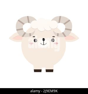 Circle Farm RAM Tier Gesicht Symbol isoliert auf weißem Hintergrund. Stock Vektor