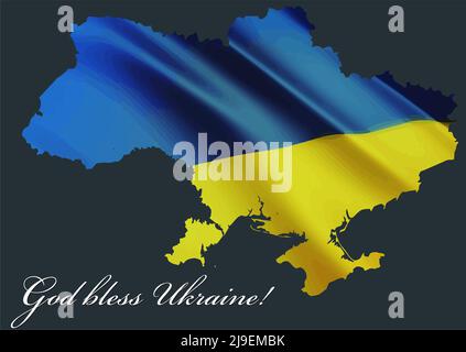 Ukrainische Flagge und Text Gott segne die Ukraine. Darstellung von Farbvektoren Stock Vektor