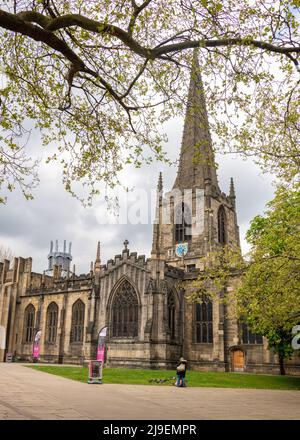 Außenansicht Der Sheffield Cathedral Stockfoto