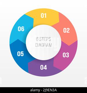 Modernes Infografik-Diagramm in sechs Schritten Stock Vektor