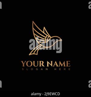 Luxus Vogel Logo Vektor Symbol Linie Kunst Umriss Vorlage. Vektorgrafik EPS.8 EPS.10 Stock Vektor