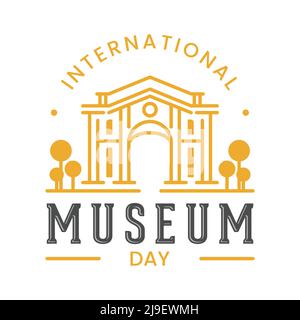 Vektor-Illustration des Internationalen Museumstages. Linearer Zeichenstil. Vektorgrafik EPS.8 EPS.10 Stock Vektor
